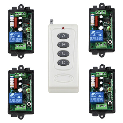 

MITI 4ch rf switch remote control 220v,7A Relay Wireless Remote Control Switch 1 Transmitter+4 Receiver