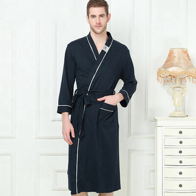 

Mens Stain Robe Bamboo Fiber Bathrobe Men XL Plus size Sleepwear Modern Style Soft Embroidery Label Nightgown for Male Summer