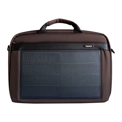 

Hanergy 8w thin film solar power computer bag notebook shoulder portable male&female students casual business bag coffee color