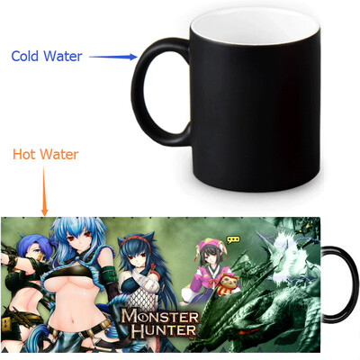 

Monster Hunter Manga 350ml/12oz Heat Reveal Mug Color Change Coffee Cup Sensitive Morphing Mugs Magic Mug Milk Tea Cups