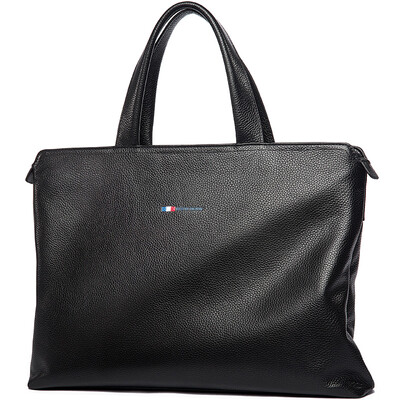 

American Bison Mens Briefcase Top Layer Leather Wrinkle Mens Handbag N2792-3B Wrinkle Black