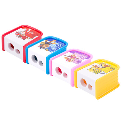 

Deli deli Wang Wang team outstanding work series students double hole pencil sharpener pencil sharpener color random 0542