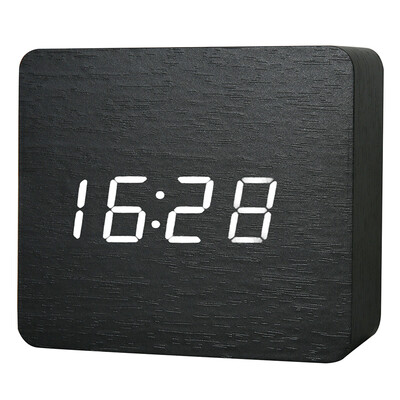 

Compas Compas Alarm Clock Creative Alarm Control Electronic Clock LED Night Light Silence Temperature Wood Clock HX-0813 Bamboo Wood Red Word
