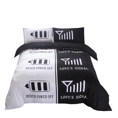 

iDouillet Romantic Couple Bedding Set 3-piece Duvet Cover 90" x 90"&2 pillowcases 20" x 26" Queen Size Power&Signal Desgin