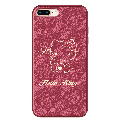 

Hello Kitty Apple 87Plus Mobile Shell iPhone87Plus All-inclusive Anti-drop Creative Lace Soft Shell Wine Red