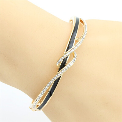 

New Brand Design Gold Color Bangles Bracelets Crystal Enamel Jewelry Cuff Women Party Hand Accessories Bracelets Pulseira Mujer