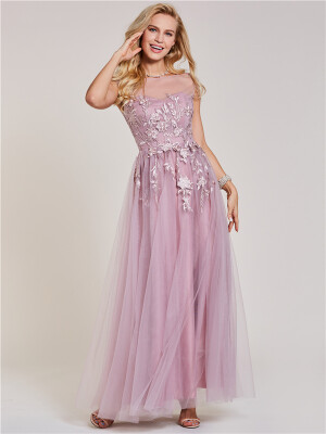

CAZDZY Scoop Neck Appliques A Line Prom Dress