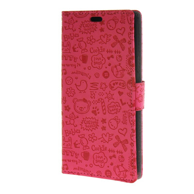 

MOONCASE Lovely pattern Leather Wallet Flip Card Slot Bracket Back Case Cover for Samsung Galaxy A8 Hotpink