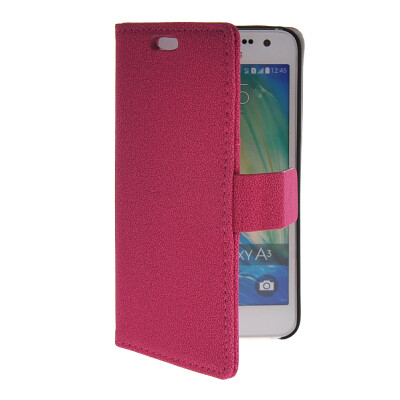 

MOONCASE Slim Leather Side Flip Wallet Card Slot Pouch with Kickstand Shell Back чехол для Samsung Galaxy A3 Hot pink