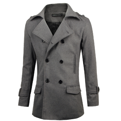 

Zogaa New Men's Wind Coat Wool Slim Double-breasted