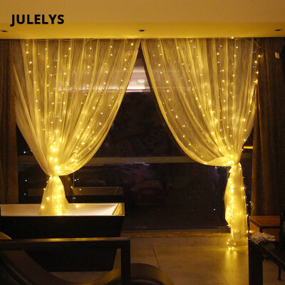 

JULELYS 6M x 4M 768 Bulbs LED Curtain Lights Garland Christmas Holiday String Lights Decoration For Wedding Home Graden Decor