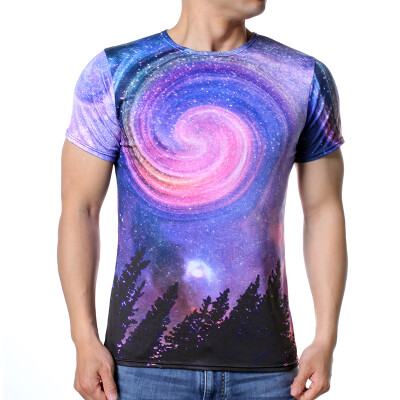 

Round Neck Starry Sky Printed Short Sleeves T-shirts For Men