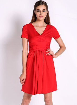 

New Elegant Womens Dress V Neck Short Sleeve Knee Lenght Tunic