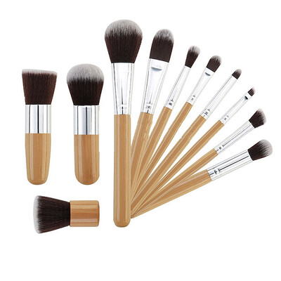 

MyMei 11 pcs Wood Handle Makeup Cosmetic Eyeshadow Foundation Concealer Brush Set