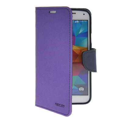

MOONCASE Classic cross pattern Leather Side Flip with Kickstand Shell Back Case Cover for Samsung Galaxy S5 I9600 Purple