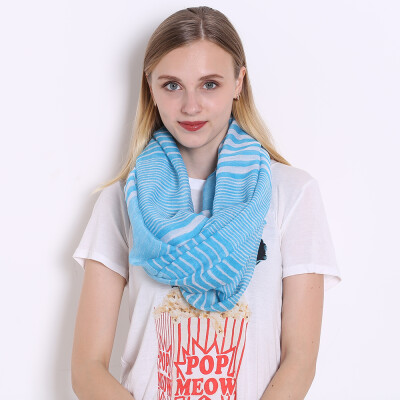 

Jeouly fashion Infinity Scarf New Fashion Soft Viscose Navy Striped Ring Loop Infinity Scarves For WomenLadies