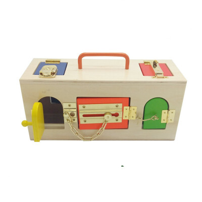 

New Wooden Baby Toys Montessori Colorful Lock Box Early Educational lock Toy Baby Gifts