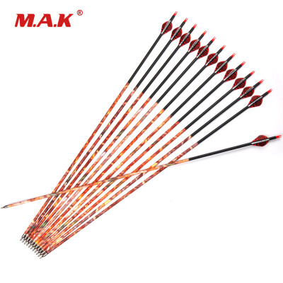 

12 pcs 80cm Spine 700 Camo Carbon Arrow Outside Diameter 78mm with Replaceable Arrowhead for Recurve Bow Hunting Shooting