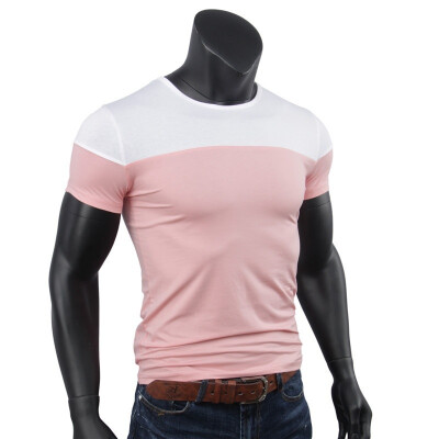 

Summer Men&39s New Short Sleeved T-shirt Neck Casual Casual Color Cotton T-shirt Self-cultivation Jacket