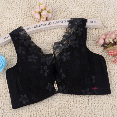 

Thin section thin fat mm without foam underwear vest type summer lace full bra Deep V Gather&adjust