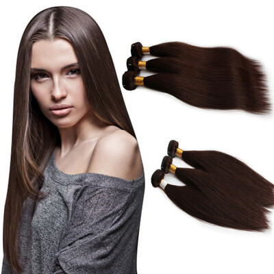 

Nami Hair 3 Bundles Dark Brown 2 Color Brazilian Human Straight Hair Extensions12"-26" No Shedding No Tangle Free Shipping