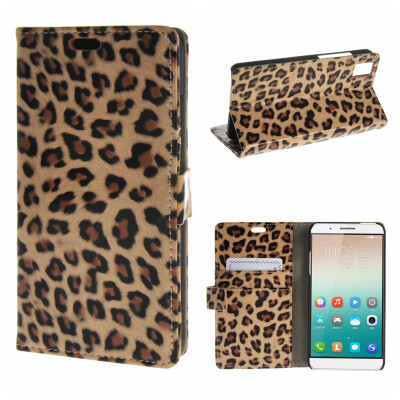 

MOONCASE Case for Huawei Honor 7i High quality Leather Flip Wallet Card Holder Bracket Back Pouch Case Cover Leopard 02