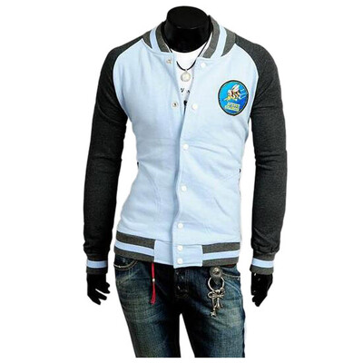 

Zogaa Mens Hoodie Color Matching Stand Collar Baseball