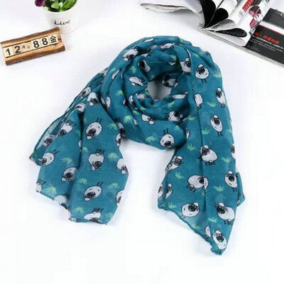 

Guttavalli Winter New Charm Colorful Sheep Animal Long Shawl Lovely Women Long Chevron Scarves Fashion Stripe Print Soft Scarf