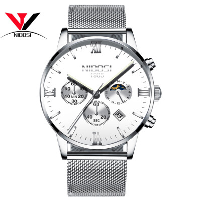 

Quartz wristwatches NIBOSI Fashion Brand Luxury Watch Men Waterproof Male Clock Luxury Mesh Band Dress Causal Men Watch Uhren