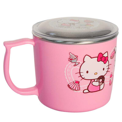 

Lock & Lock LOCK & LOCK Newborn HELLO KITTY Korea Imported Cover Milk Cup Infant Stainless Steel Cup Childrens Tableware Single Handle Cup LKT483