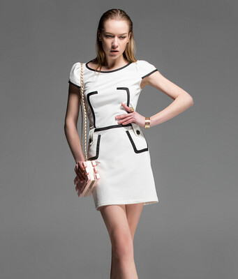 

Lovaru ™ 2015 summer new high-end women dress thin round neck short-sleeved casual female dress