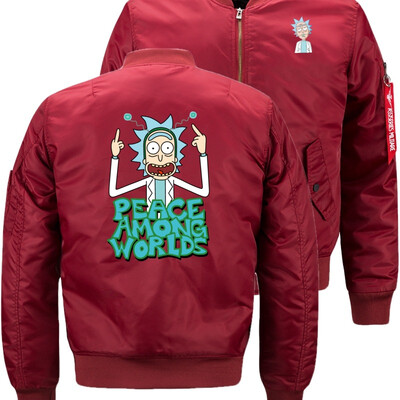 

Rick&Morty Circle your hands Bomber Flight Flying Jacket Winter thicken Warm Zipper Men Jackets Anime Mens Casual Coat
