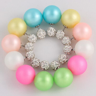 

2018 new design fashion shamballa stud earring for women simulated pearl multi color moonso e4490