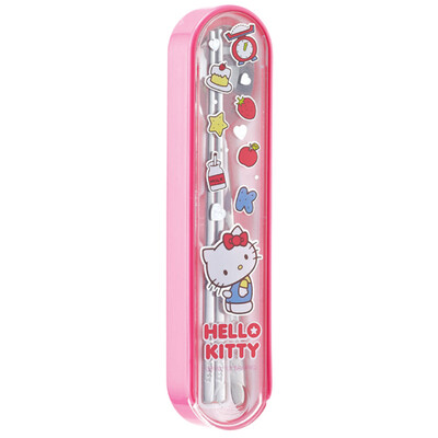 

South Korea imports music lock HELLO KITTY infant stainless steel spoon chopsticks box set pink LKT002
