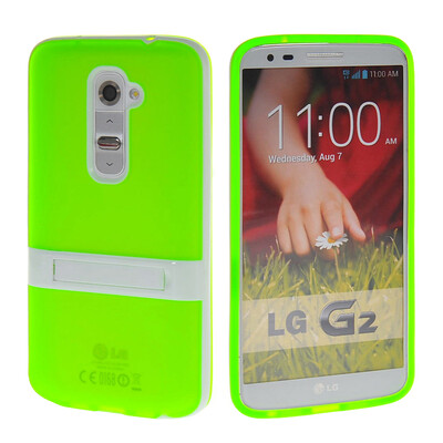 

MOONCASE Мягкие гибкие силиконовый гель ТПУ кожи с Kickstand чехол для LG G2 Грин