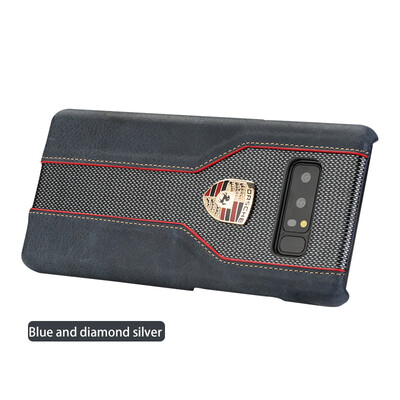 

LANGSIDI натуральный кожаный чехол для Samsung Note 8 Высокое качество Diamond Texture Car Logo Back Cover