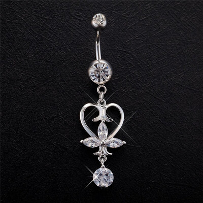 

Sexy Girl Crystal Flower Belly Button Heart-Shaped Подвеска Athena Sign Body Piercing Jewelry Anti Аллергические танец живота