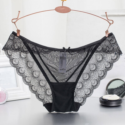 

M-XLhigh Quality Women Lace Sexy Hollow Transparent Panties Womens Low Waist Cotton Briefs Ladies Lingeries Underwear