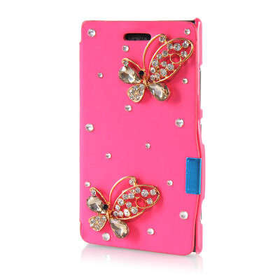 

MOONCASE Luxury Flower Crystal Leather Side Flip Wallet Pouch Case Cover for Nokia Lumia 925