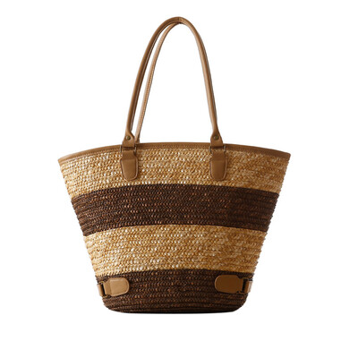 

2016 women straw handbag large capacity woven bag high quality summer PU straw Woven Shoulder Bags For Women