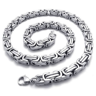 

Hpolw Jewelry Stainless Steel Casting Sterling Silver Biker Mens Chain Necklace8mm 22" 24" 26"