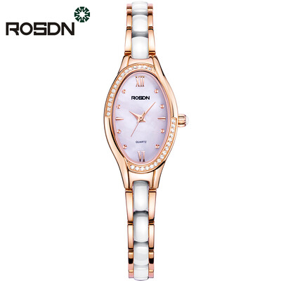 

ROSDN Brand Women Rose Gold Watch Luxury Crystal Sapphire Ladies Ceramic Band Quartz Watch Waterproof Wristwatches