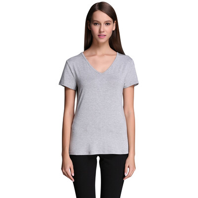 

POPBASIC Womens Basic Relax Fit V-Neck Short Sleeves Blank T-Shirts