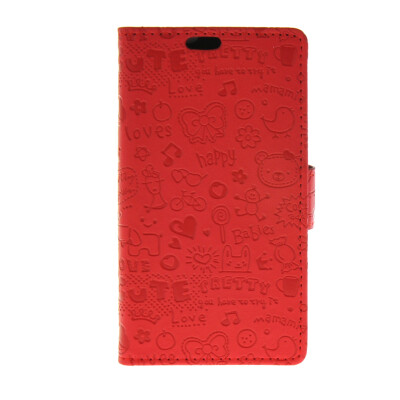 

MOONCASE Cute Little Witch Leather Side Flip Wallet Card Holder Stand Pouch Case Cover for Sony Xperia E4G Red