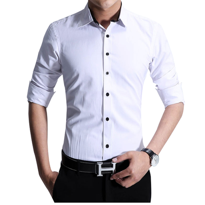 

Zogaa Spring New Mens Shirt Pure Color Long Sleeve Slim