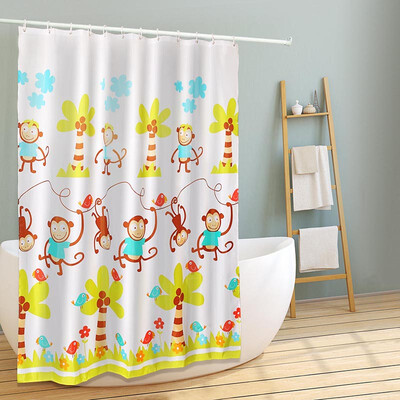 

Suart cartoon about Meng waterproof shower curtain bathroom bathroom hanging curtain 180180cm 5011-001 forest monkey send hook