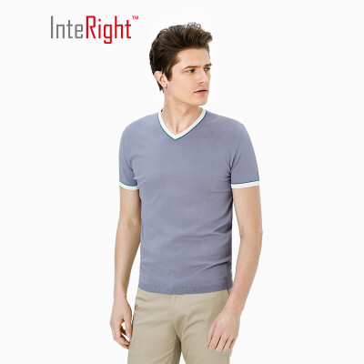 

INTERIGHT V-neck special yarn dry net color business mens T-shirt gray XL