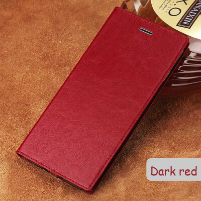 

Genuine Leather flip Case For Samsung S6 S7 S8 Plus Note 8 Oil Wax Leather Suction cup phone cover