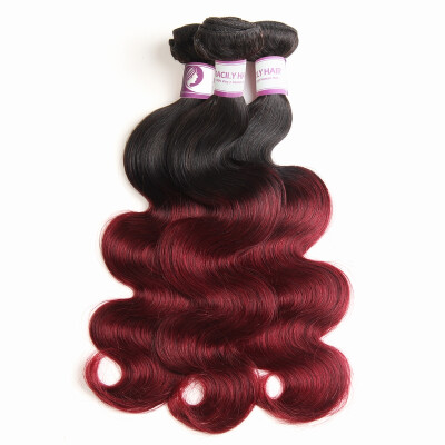 

Racily Hair Ombre Brazilian Hair Body Wave 3 Bundles Color 1B Burgundy Black to Red 99j Human Hair