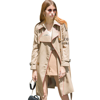 

BURDULLY Autumn European Style Womens High Quality Trench Coat Dark Blue Winter Outerwear Coats Inverno Para As Mulheres 2018